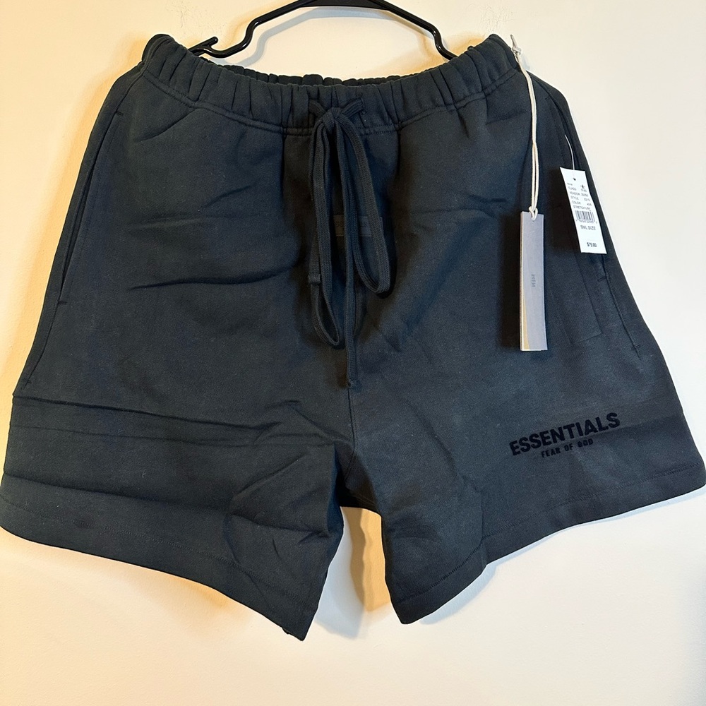Essentials Black Athletic Shorts with Drawstring Waistband